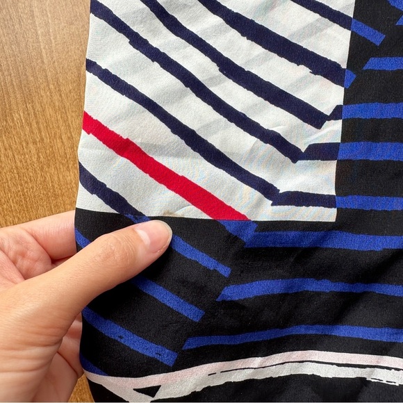 Parisian Inspired Rectangle Fashion Scarf, Women’s Purse Scarf, Blue/White/Red - Picture 13 of 13